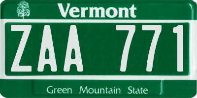 VT license plate ZAA771