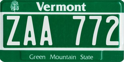 VT license plate ZAA772