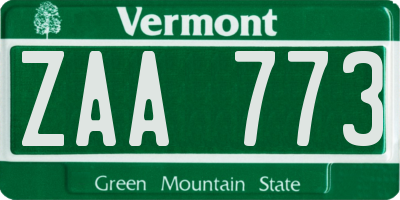 VT license plate ZAA773