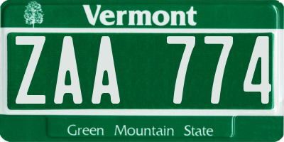 VT license plate ZAA774