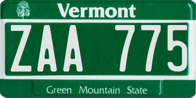 VT license plate ZAA775
