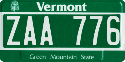 VT license plate ZAA776