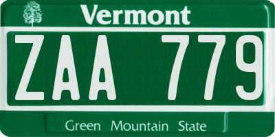 VT license plate ZAA779