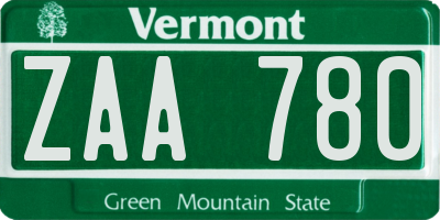 VT license plate ZAA780