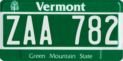 VT license plate ZAA782