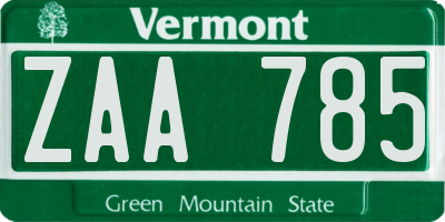 VT license plate ZAA785