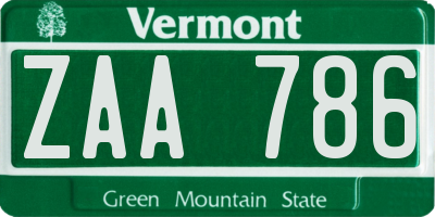 VT license plate ZAA786