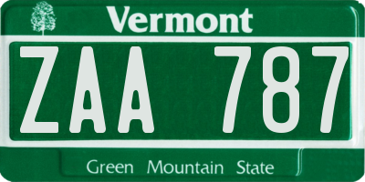 VT license plate ZAA787