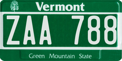VT license plate ZAA788