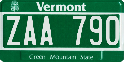 VT license plate ZAA790