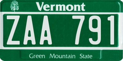 VT license plate ZAA791