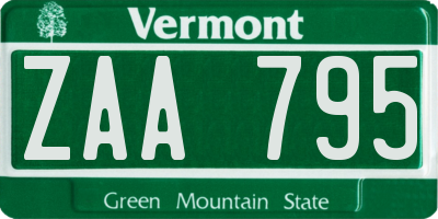VT license plate ZAA795