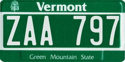 VT license plate ZAA797