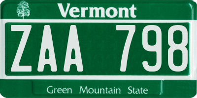 VT license plate ZAA798