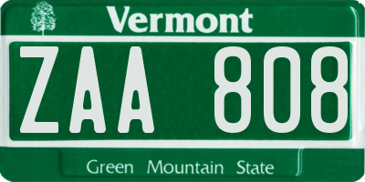 VT license plate ZAA808