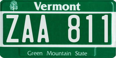 VT license plate ZAA811