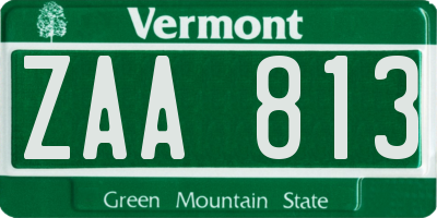 VT license plate ZAA813