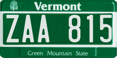 VT license plate ZAA815