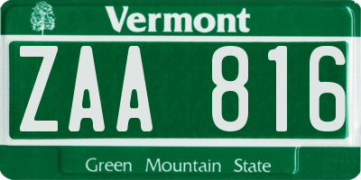 VT license plate ZAA816