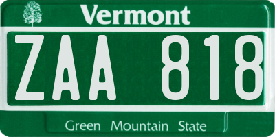 VT license plate ZAA818