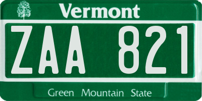VT license plate ZAA821