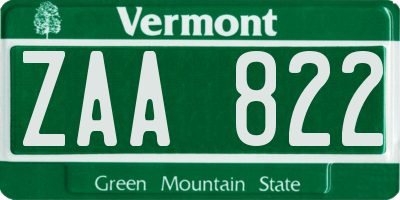 VT license plate ZAA822