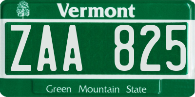 VT license plate ZAA825