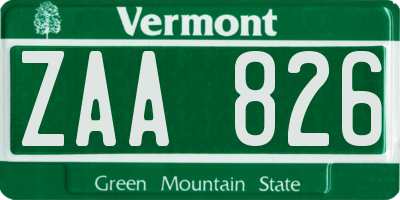 VT license plate ZAA826