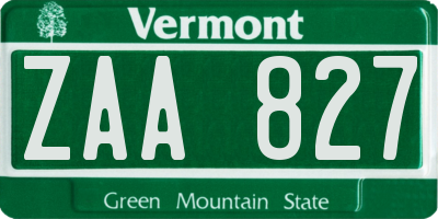VT license plate ZAA827