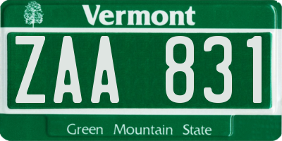 VT license plate ZAA831