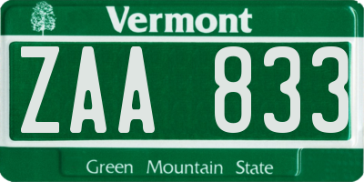 VT license plate ZAA833