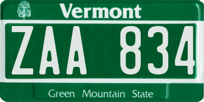 VT license plate ZAA834