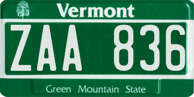 VT license plate ZAA836