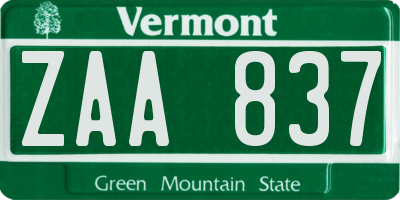 VT license plate ZAA837