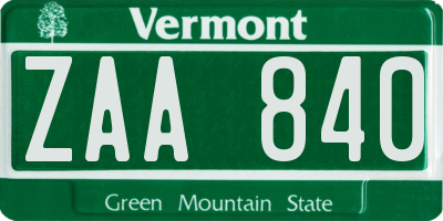 VT license plate ZAA840