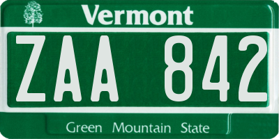 VT license plate ZAA842