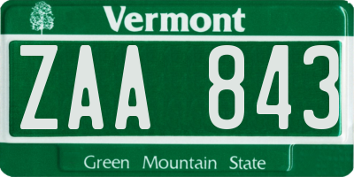 VT license plate ZAA843