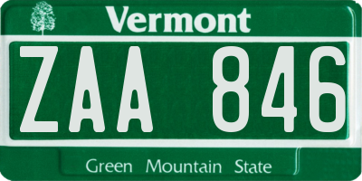 VT license plate ZAA846