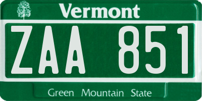 VT license plate ZAA851