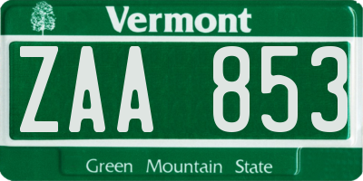 VT license plate ZAA853