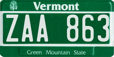 VT license plate ZAA863