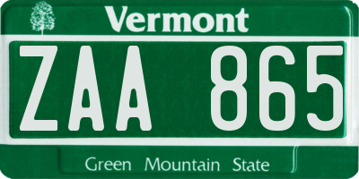 VT license plate ZAA865