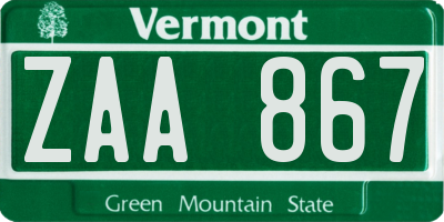 VT license plate ZAA867
