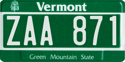 VT license plate ZAA871