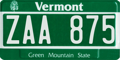 VT license plate ZAA875