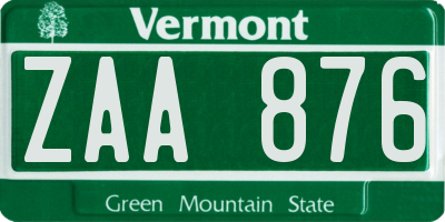 VT license plate ZAA876