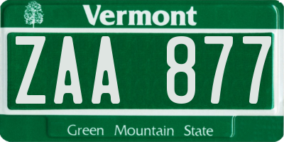 VT license plate ZAA877