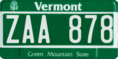 VT license plate ZAA878
