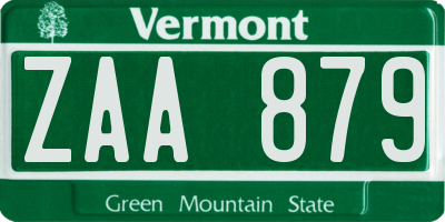 VT license plate ZAA879