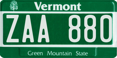 VT license plate ZAA880